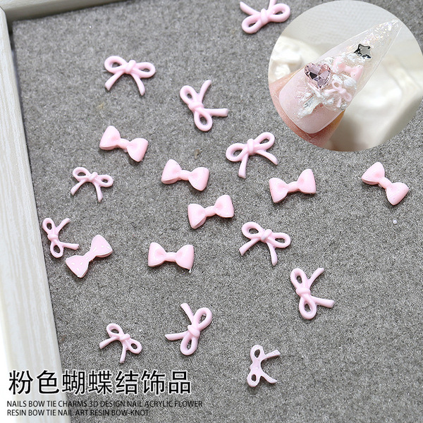 fuchsia small nail decoration with bow