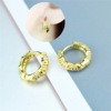 Cute small golden earrings, shiny zirconium, European style, internet celebrity