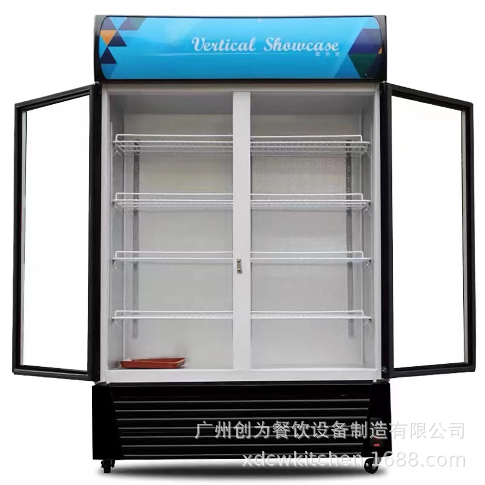 Gabinete de exhibición de bebidas gabinete de exhibición fresco refrigerado congelador vertical refrigerador comercial tienda de conveniencia doble puerta gabinete de exhibición de Bebidas frías