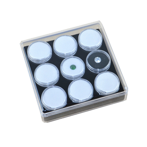 9mm Transparent Acrylic Jewelry Loose Gemstone Colorful Gemstone Ring Setting Craft Bead Storage Display Simple Packaging Box