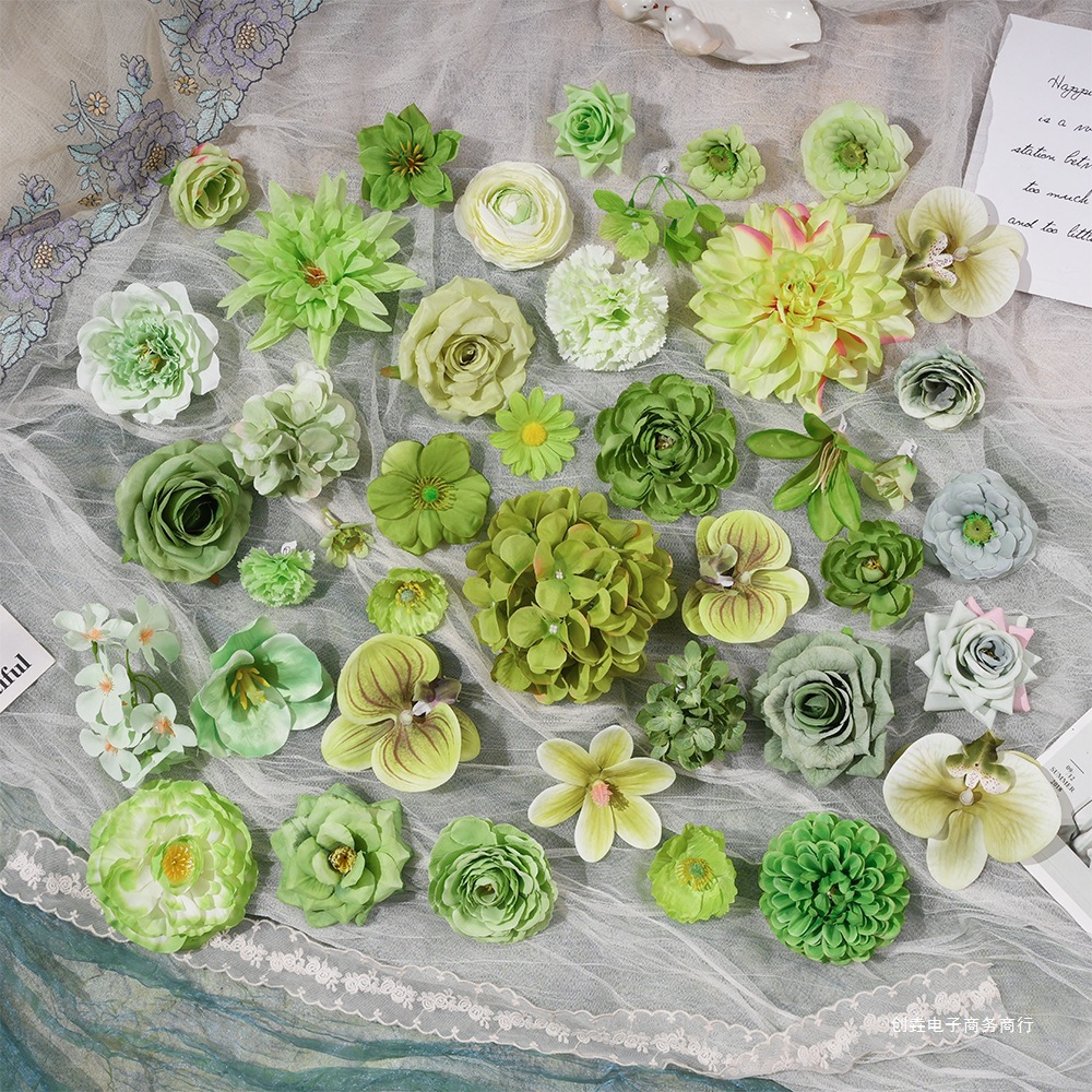 创垚绿色系花头 痛包谷美拍摄道具古风服装配件diy手工材料假花