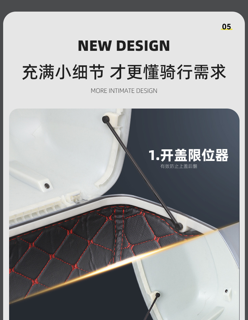 Retro Motorcycle Tail Box with Large Capacity, Scooter Rear Trunk Made of Abs Material, Large Capacity for Electric Vehicles