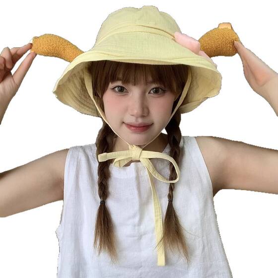 Cute Bow Cake Sunshade Fisherman Hat Children's Summer Big Hat Brim Sweet All-match Outdoor Sun Hat