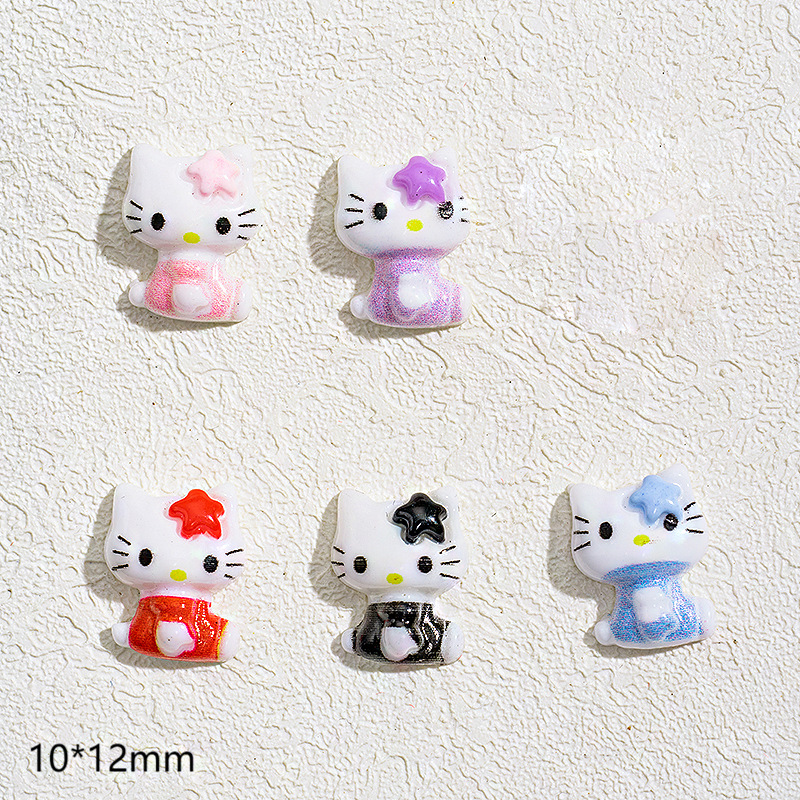 Nail diamond jewelry mixed wholesale nail stickers star headdress cute patch accessories resin cat New KT cat