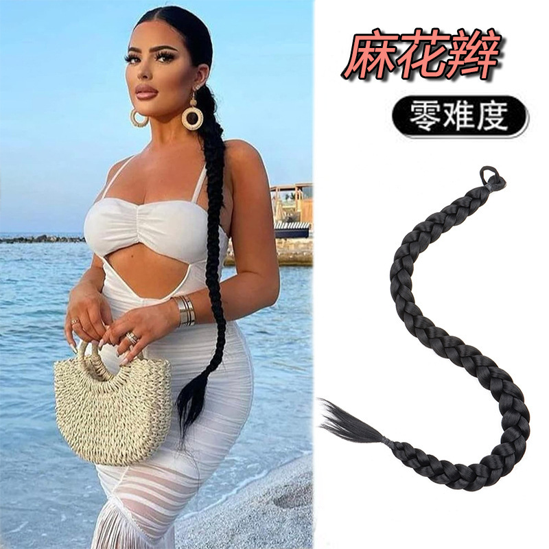 Wig Braid 100cm Super Long Braided Pony Tail Extra Long Boxing Braided Hot Girl Style Wig Horsetail