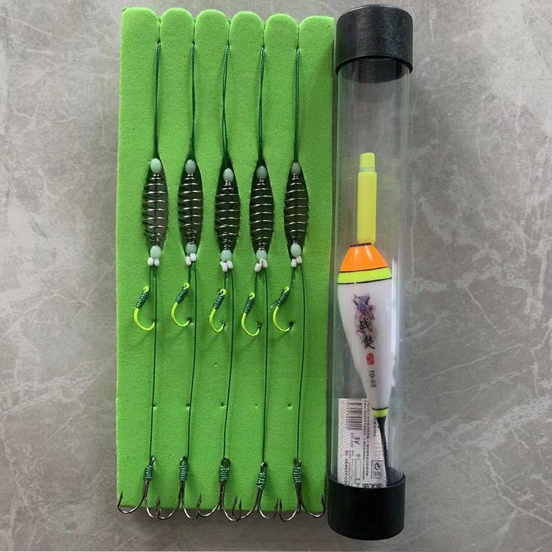 Nuevo conjunto de línea de pesca flotante de palo de mano con gancho de cabeza gorda resorte de doble gancho especial