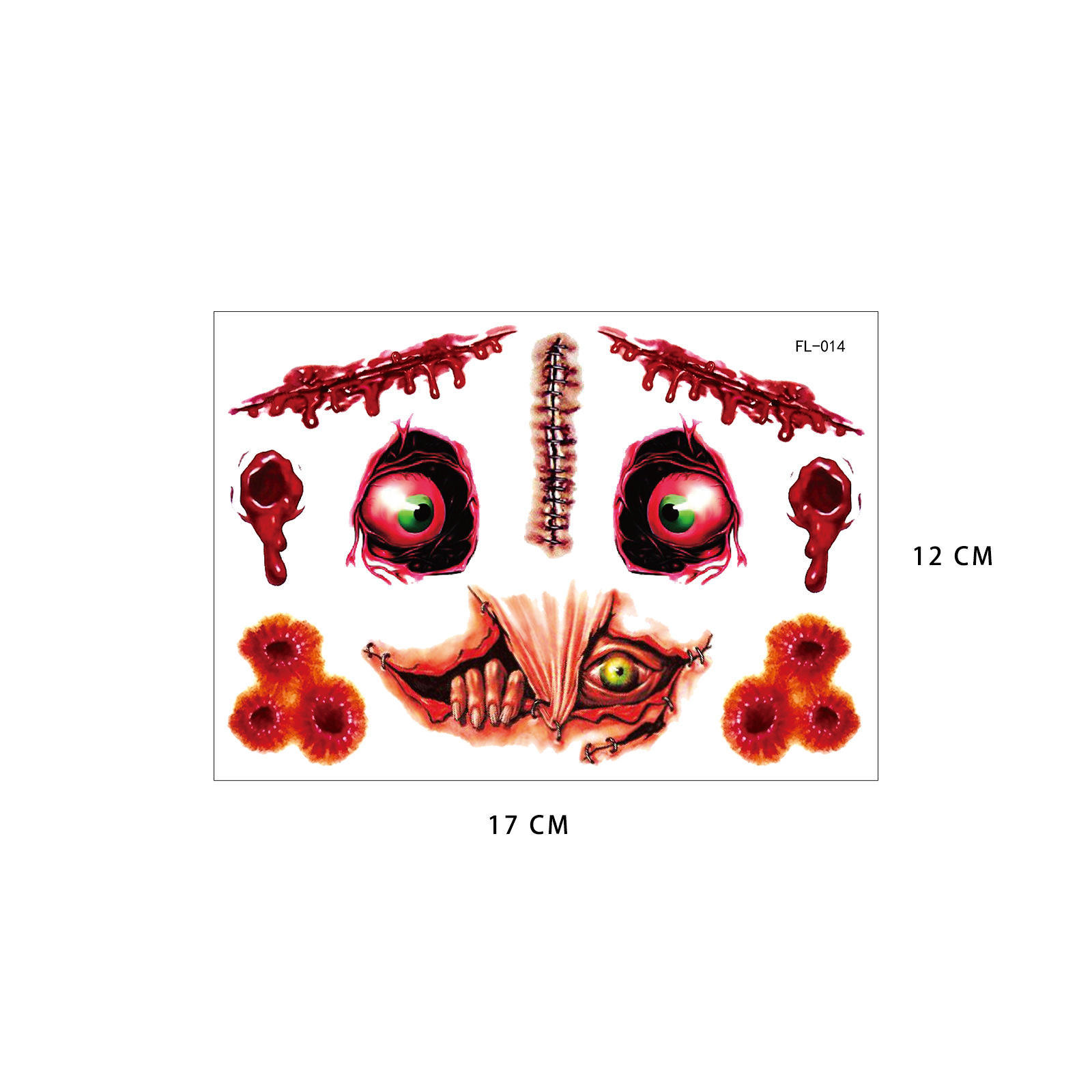 Tatuajes Temporales Faciales de Halloween de Papel de Transferencia para Mascaradas