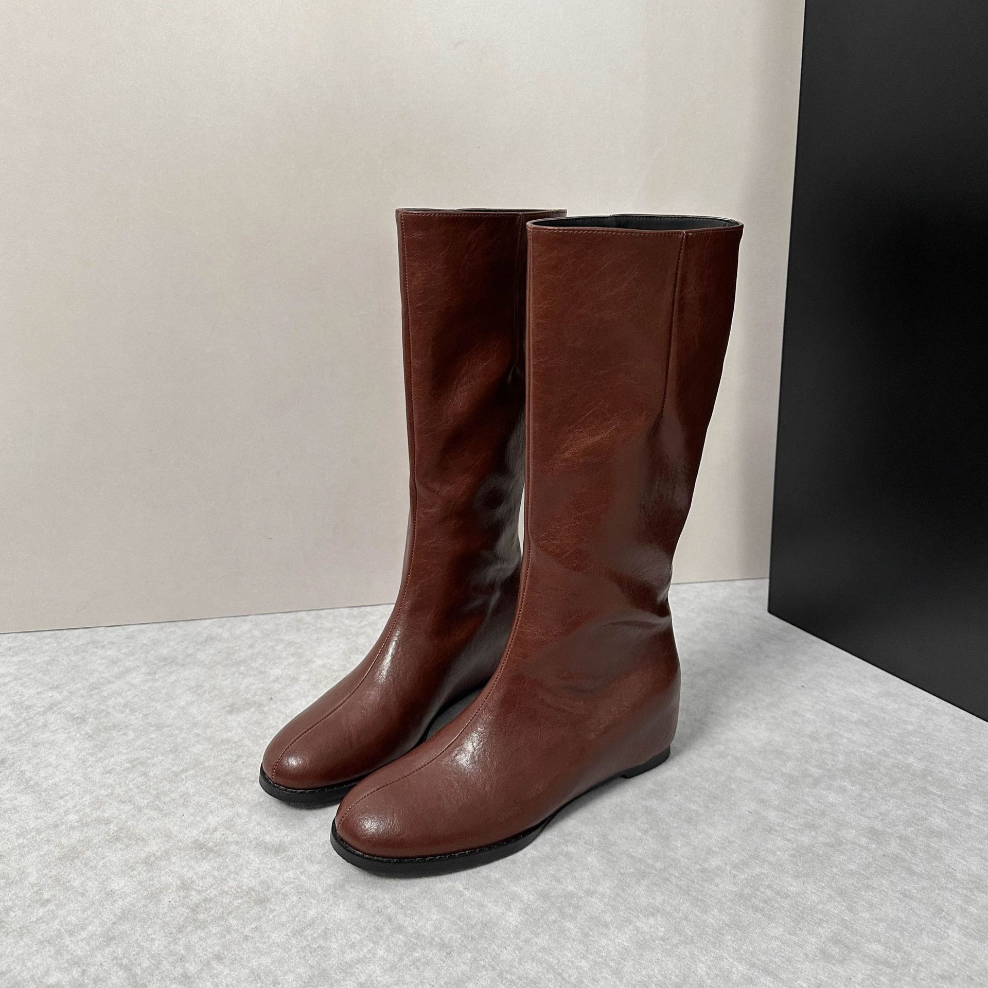 Botas Chelsea de Caña Alta para Mujer con Elevación de 5 cm, Superfibra, Térmicas, para Otoño e Invierno image 3