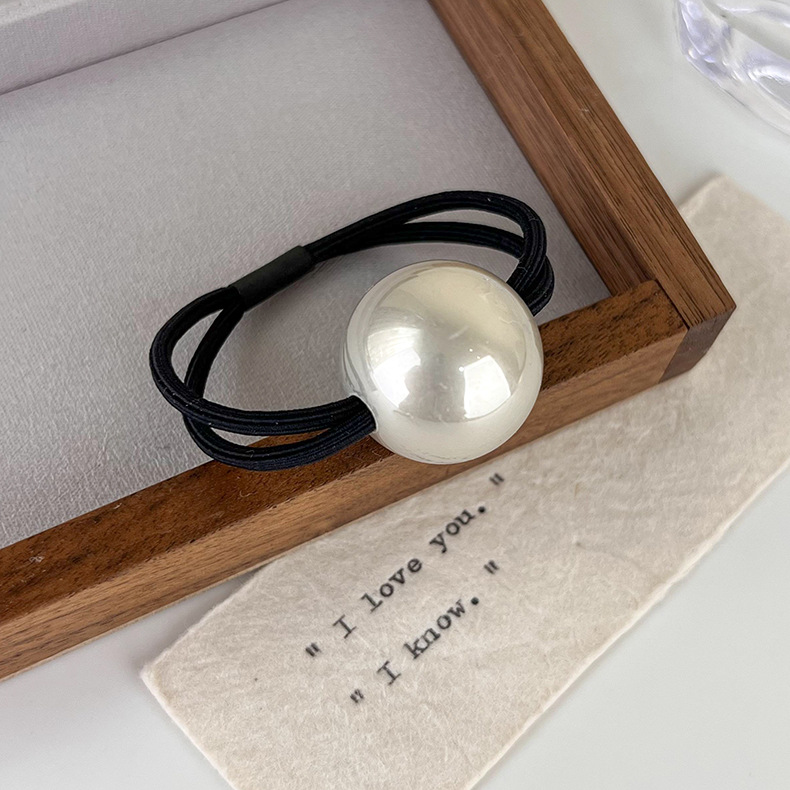 Fashion Round Imitation Pearl Cloth Hair Tie 1 Piece display picture 2