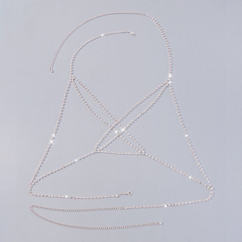 Fashion Multi-layer Cross Body Chain Full Diamond Claw Chain Chest Chain display picture 5