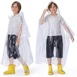 Manufacturer Produces Outdoor Disposable Thickeneded Portable Kidsren's Pe Cape Pullover Poncho Raincoat in Various Colors