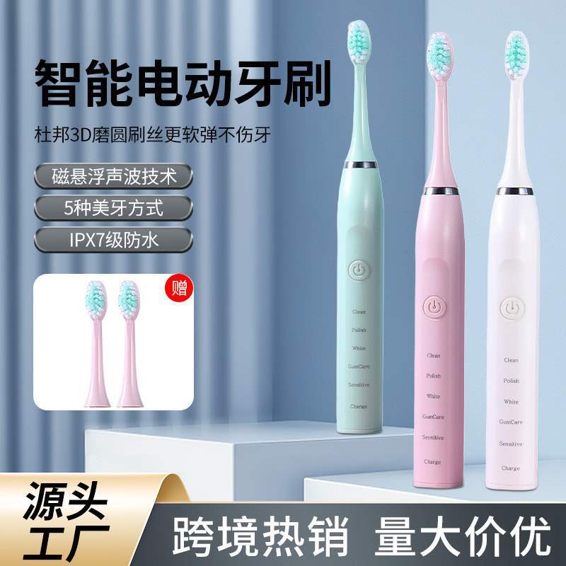 Factory Direct Sales Smart Electric Toothbrush Adult Rechargeable Ultrasonic Vibration Automatic Soft Hair Men and Women Couple Wear