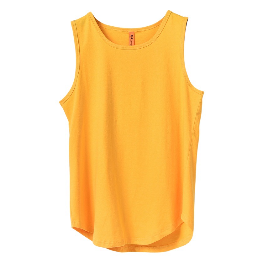 Algodón peinado color sólido camiseta sin mangas de los hombres deportes casuales sudor-absorbente de media longitud corriendo baloncesto suelto todo partido chaleco hombres
