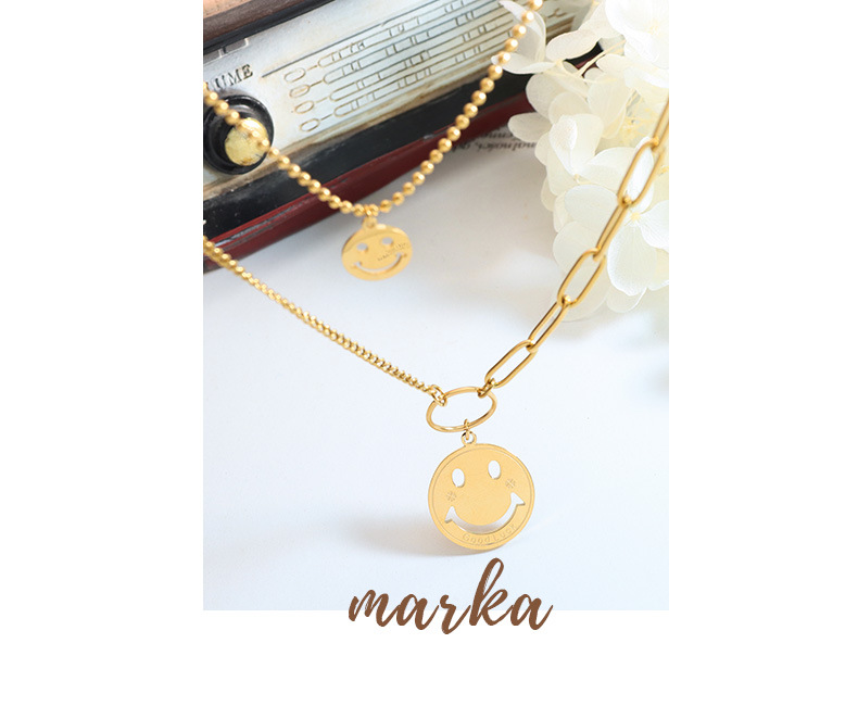 Fashion Smiley Face Titanium Steel Plating Pendant Necklace 1 Piece