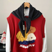 针织三角头巾女2025冬季新款韩版时尚百搭加厚保暖护颈围巾批发