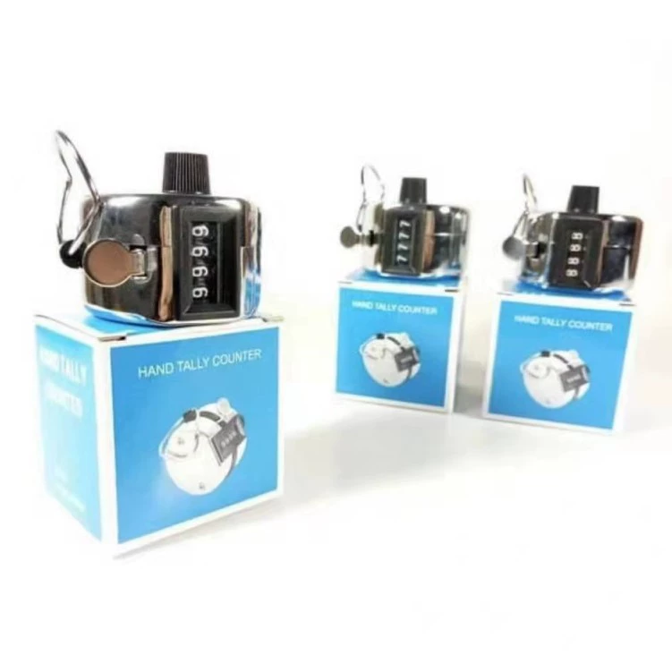 5205 синяя коробка, ручной пресс, металлический тонкий счетчик, четырехзначный дисплей, 9999, инструмент для подсчета, точечный счетчик