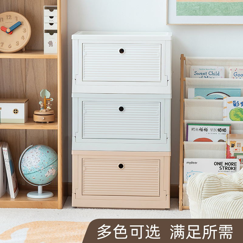 Installation-Free Thickened Folding Storage Cabinet with Double Doors for Home Use in the Living Room, Multifunctional Mobile Snack Storage Cabinet, Simple Storage Cabinet