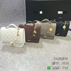 22k小香风双肩包大容量2025新款漆皮女士背包小书包学院风链条包.