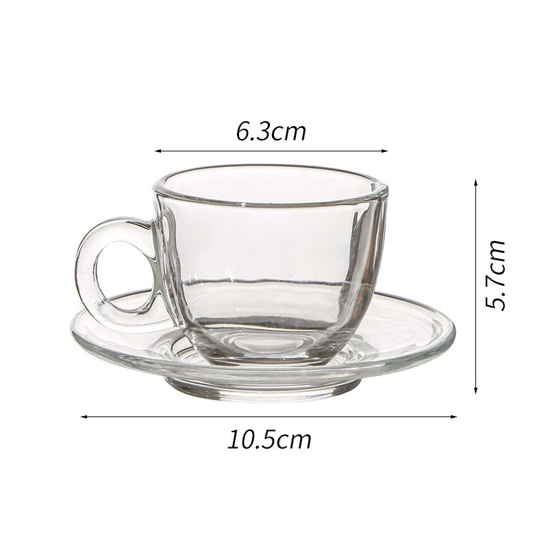 Juego de tazas y platillos de café de vidrio transfronterizo Taza de café con leche americana Taza de té transparente resistente al calor Taza de café de lujo europea
