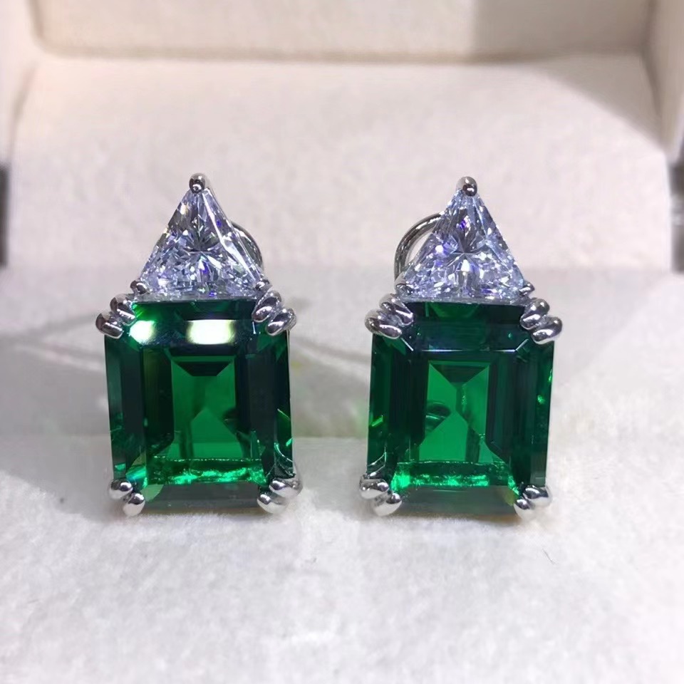 Plata esterlina grueso platino galvanizado pendientes incrustaciones importado alto Diamante de carbono 5 quilates nivel VVS incrustaciones importado alto Diamante de carbono image 1