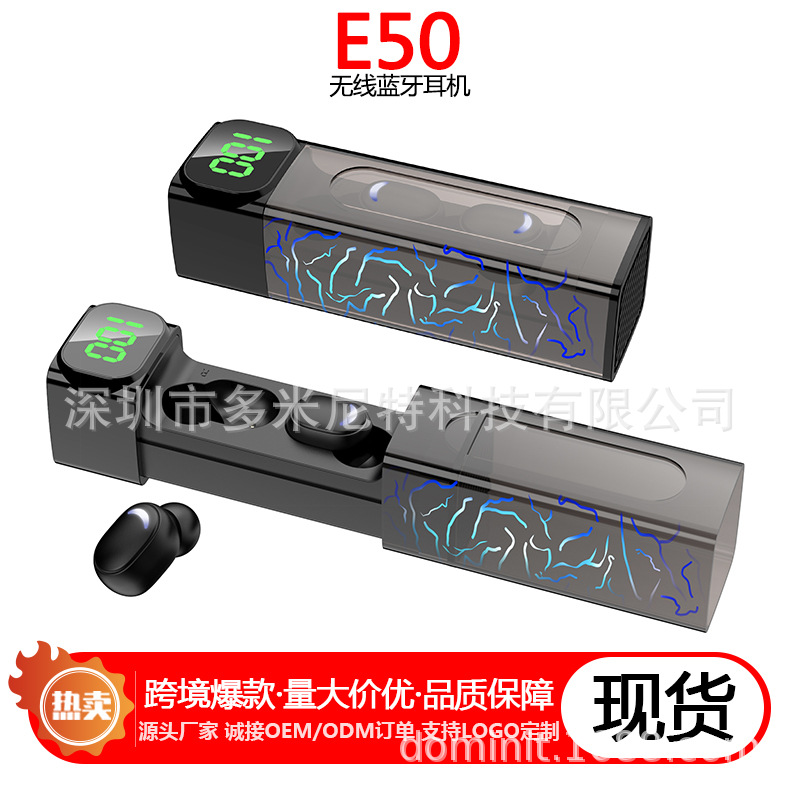 Auriculares Bluetooth E50 reducción de ruido inalámbrico en la oreja auriculares deportivos grieta Luz de respiración TWS auriculares para juegos