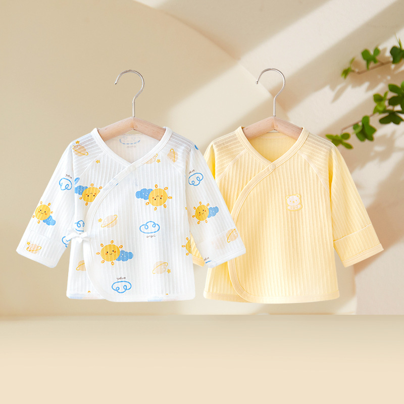 Newborn Baby Half-Back Shirt Summer Pure Cotton Thin Style Monk-Style Clothing Seamless Autumn Wear Spring and Autumn