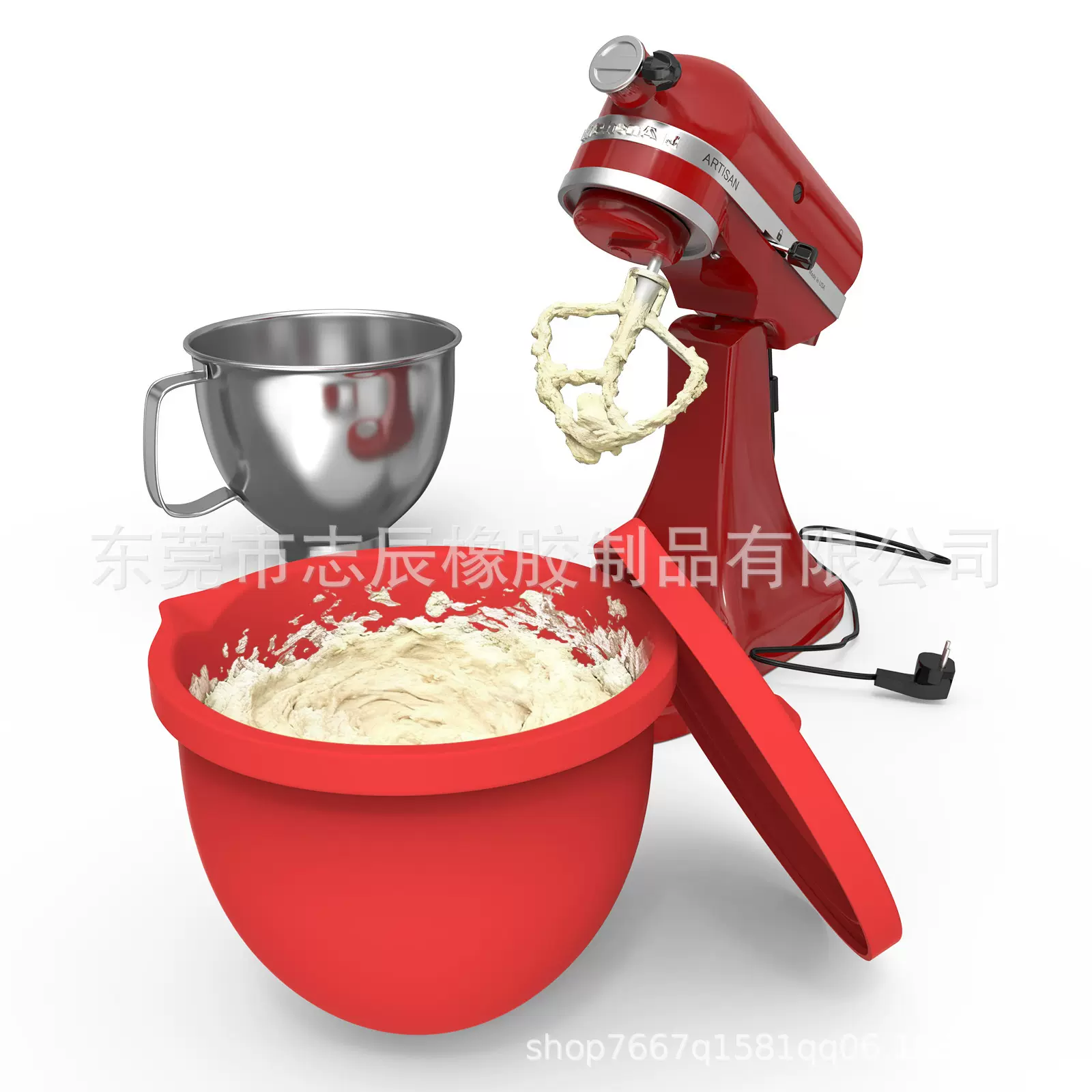 跨境硅胶搅拌机内衬5/7/4.5夸脱  KitchenAid 搅拌机硅胶内衬带盖