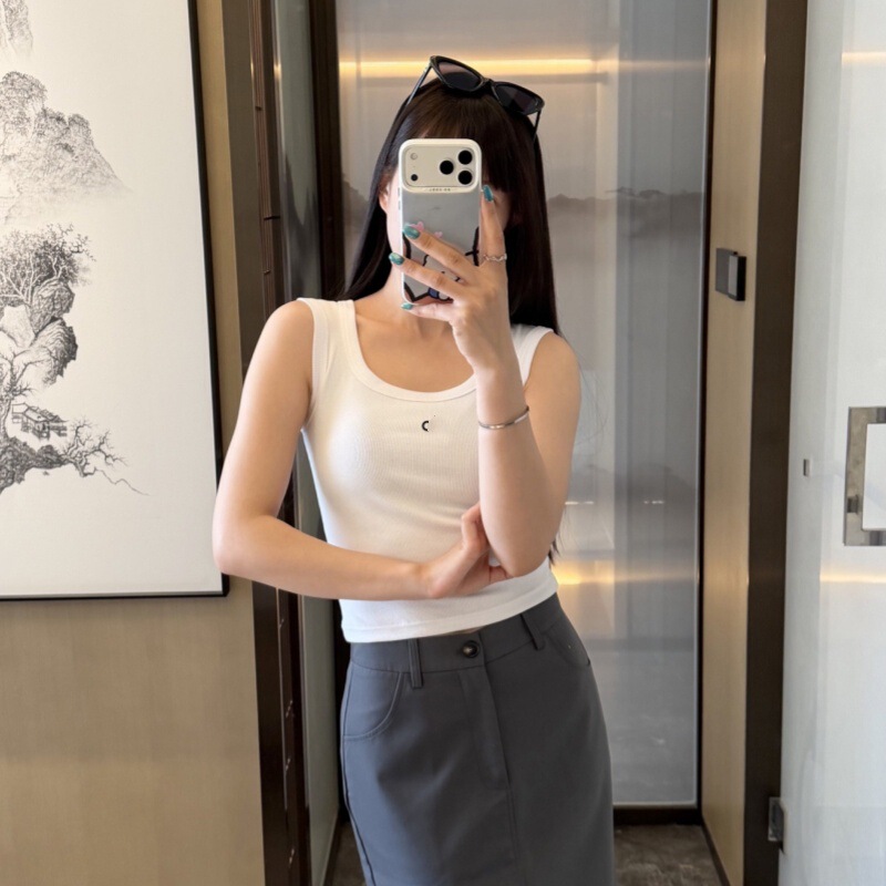 Alo Vest 26 Spring and Summer New Style Yoga Sports Letter Print Elastic Slim Fit Short Tank Top for Women Alo Vest 26 Spring and Summer New Style Yoga Sports Letter Print Elastic Slim Fit Short Tank Top for Women