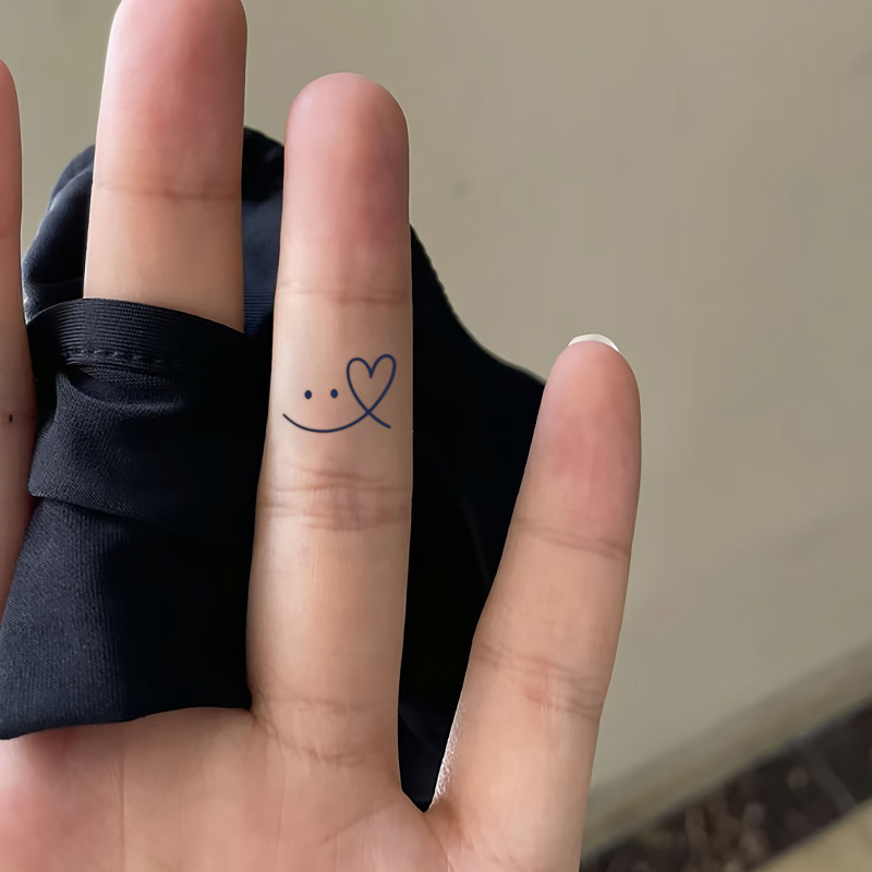 Cross-Border Popular Herbal Juice Semi-Permanent Ins-Style Simple Fresh Smiley Face Heart Finger Tattoo Sticker Cross-Border Popular Herbal Juice Semi-Permanent Ins-Style Simple Fresh Smiley Face Heart Finger Tattoo Sticker