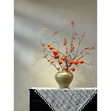 年宵花柿子假花花摆设柿柿如意轻奢客厅新年装饰花艺摆件
