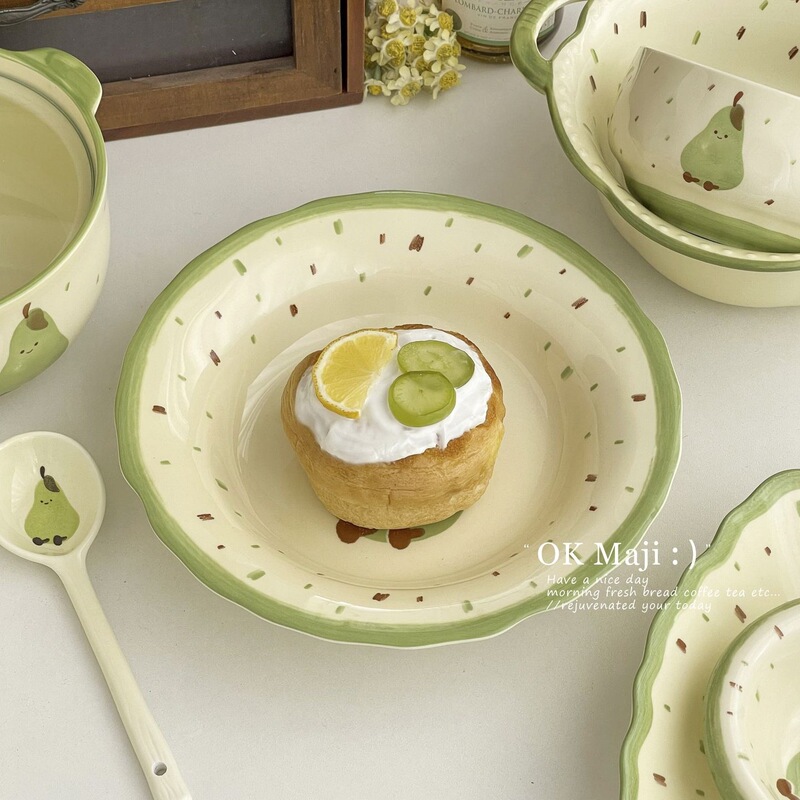 Beautiful ceramic dessert plate, exquisite afternoon tea dessert plate, high-value breakfast plate, cute dish plate, home dining plate