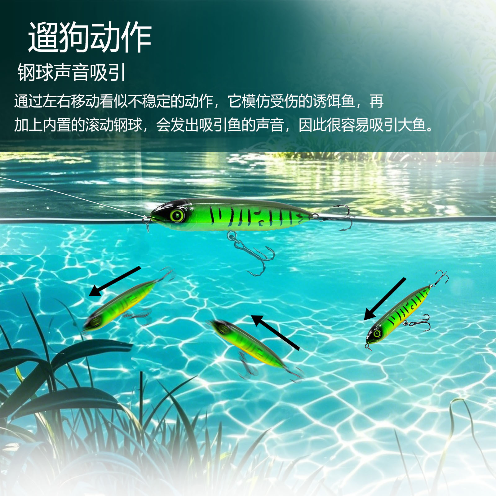 Nuevo cebo de pesca de simulación, cebo de pesca de tiro lejano de doble gancho, cebo de lápiz de tres ganchos, cebo de carretera, cebo falso de pesca con mosca de plástico