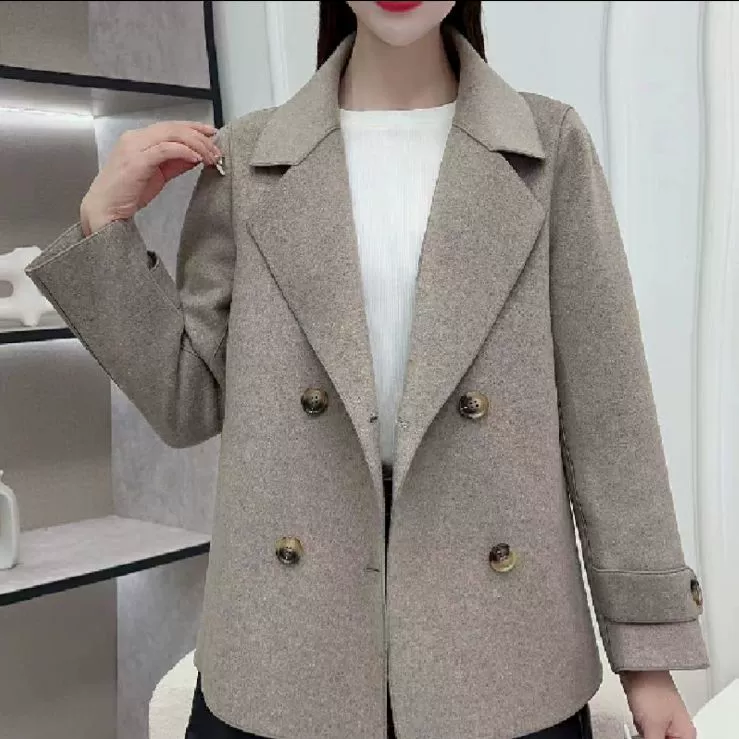 Short double‑faced velvet jacket, teenagers, short double‑breasted style, 2023