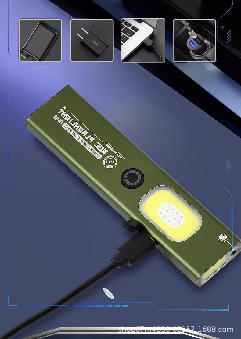 New Led Flashlight Multi-Functional Small Portable Mini Rechargeable Laser Magnetic Work Light