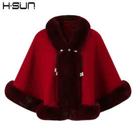 民国加绒加厚新款斗篷2025披肩旗袍气质高端秋冬保暖外套女獭兔毛