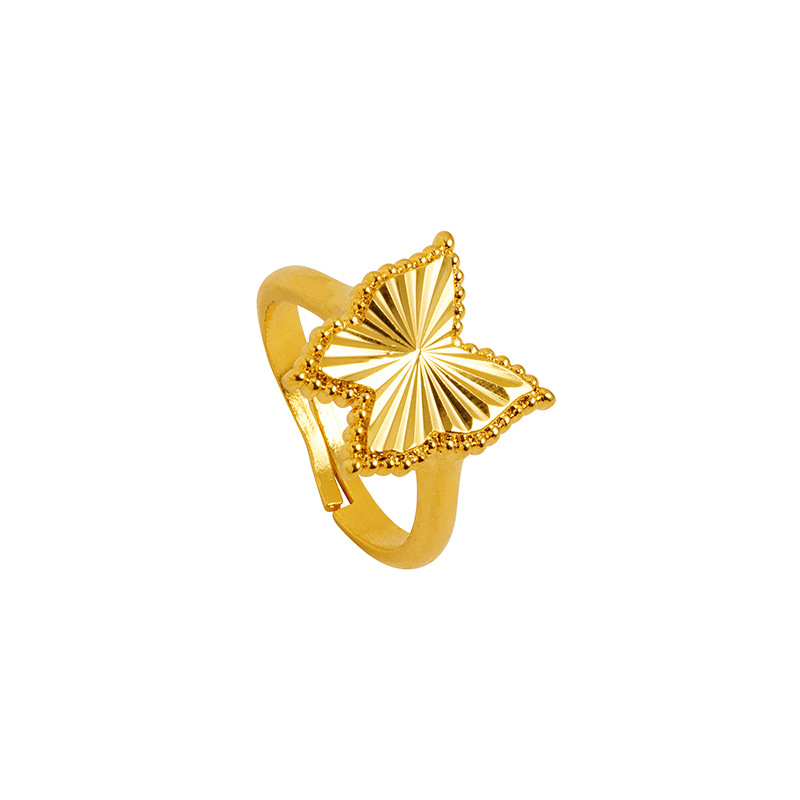 Nuevos productos populares anillos de mariposa de oro de arena de Vietnam, automóviles de patrón horizontal no se desvanecen, fábrica de joyería Yiwu suministro directo