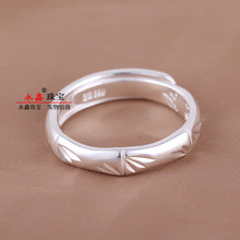 999纯银戒指足银情侣款中国风竹节竹子开口轻奢小众食指素银戒