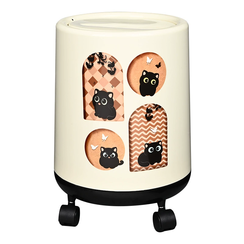 Retro capacious garbage can for home use for living room, plastic storage system