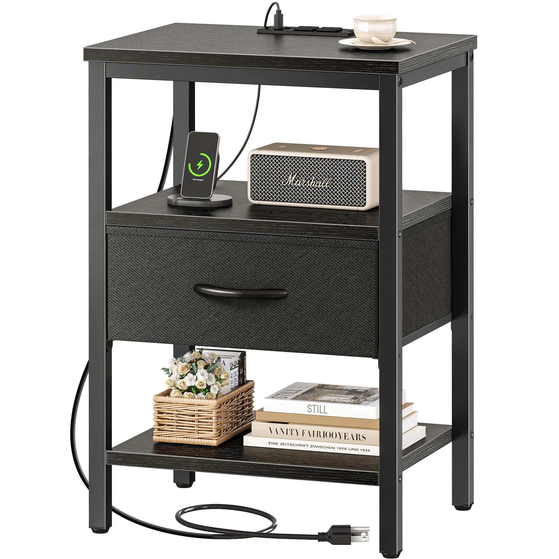 Comercio exterior personalizado mesas de cabecera dormitorio doméstico simple con cajón de tela ajustable recargable sofá lado mesa de cama