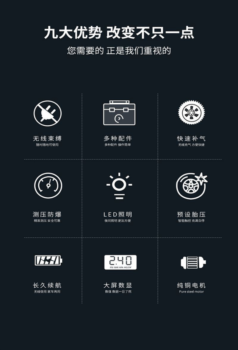 Car Inflatable Pump Portable Electric Inflatable Charging Treasure Car Tire Bicycle Home Car Dual-use Wireless Cross-border
