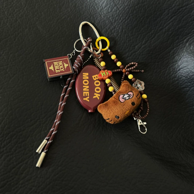 Handmade Baseball Keychain, woven strap handle, assorted cute pendants, 0.1 kg