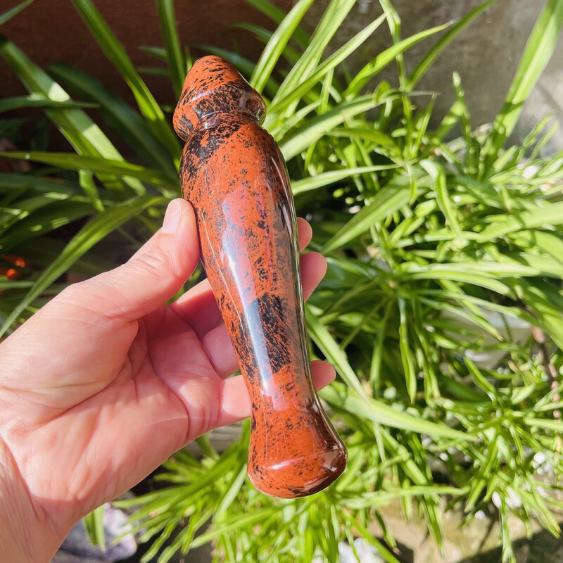 天然红曜石原石雕刻打磨水晶按摩棒摆件 图 5