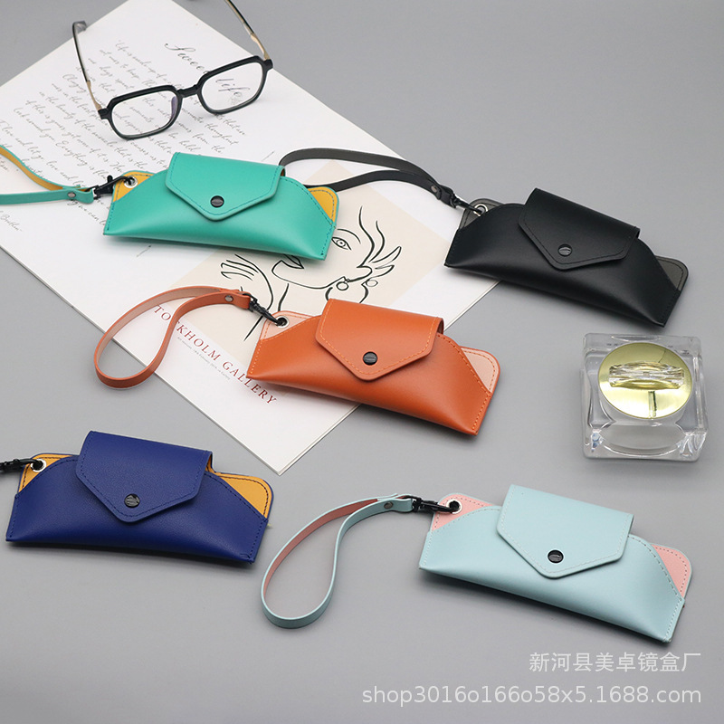 Supply PVC leather buckle glasses case simple myopia sunglasses storage bag outdoor portable glasses case