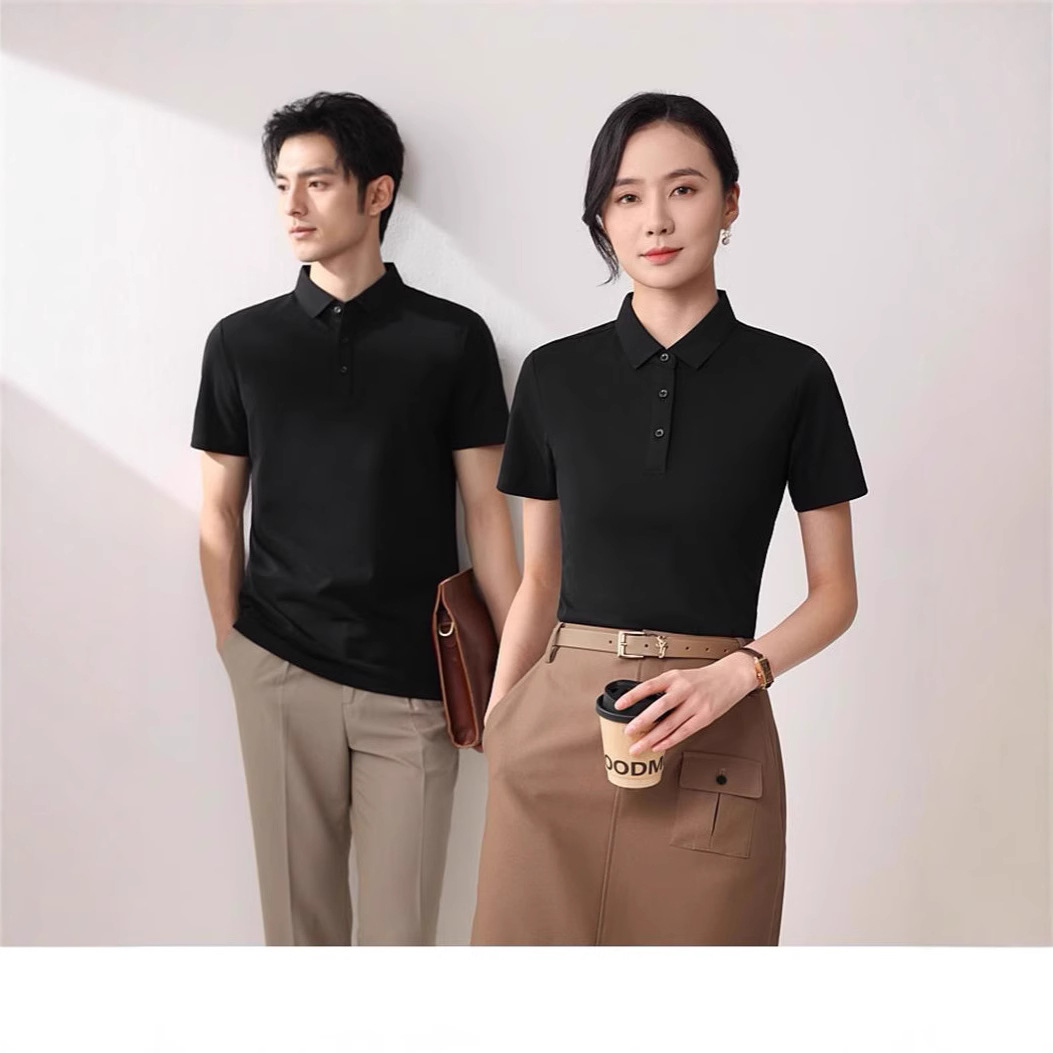 High quality solid color lapel short sleeve polo shirt embroidered logo work clothes custom advertising shirt custom team t-shirt