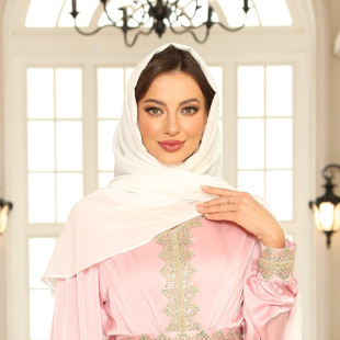 Amazon Cross-border Solid Color Polyester Women's Hood Dubai Arabian Veil Scarf Hijab Middle East Robe Accessories