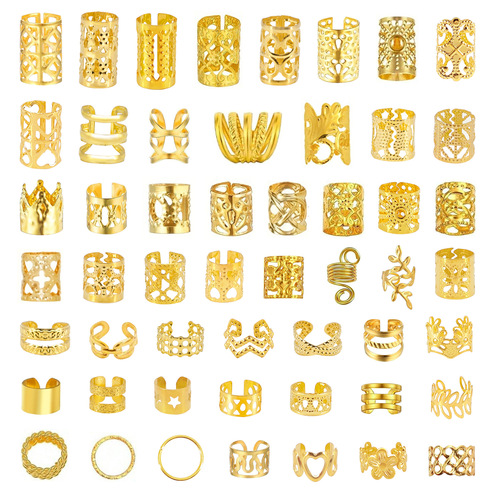 Hip-hop dreadlock jewelry ring hair clips, African-style faux braid accessories, metal DIY dreadlock clasps