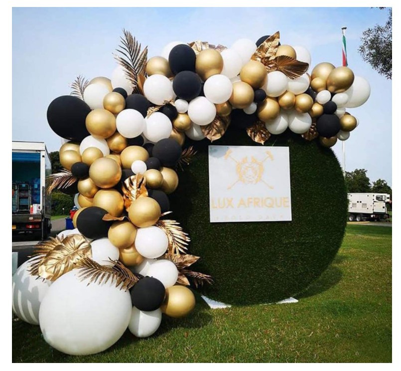 black golden white balloon
