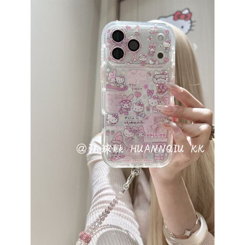 Full Screen Cat and Best Friend Skiing Design Suitable for Apple 17 Pro Max Phone Case 16 Pro/15 Anti-Drop Case for Women