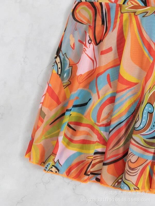 2022 nuevo popular sexy moda europea y americana bikini falda de malla de tres piezas traje de baño de las mujeres