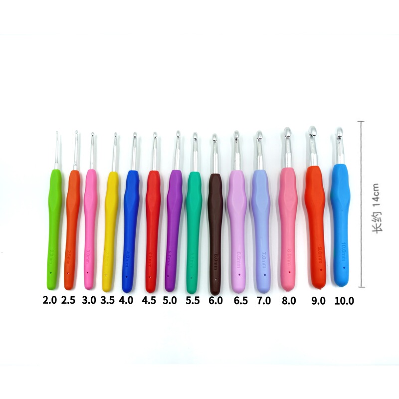 Hand Knitted Rainbow Soft Handle Crochet Hook Tpr Soft Handle Crochet Hook Solid Soft Handle Aluminum Crochet Hook Set Wool Needle